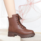 Leather Dr. Martens boots, women's autumn and winter cotton shoes 2026, thick-soled shoes, British-style ankle boots, cowhide boots