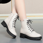 Leather Dr. Martens boots, women's autumn and winter cotton shoes 2026, thick-soled shoes, British-style ankle boots, cowhide boots