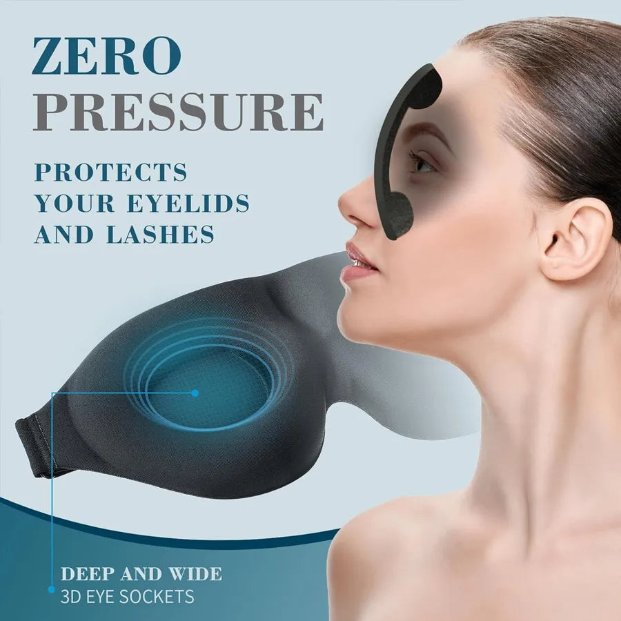 Unisex 3D Contoured Sleep Mask, Groove Molded Design Memory Foam Light