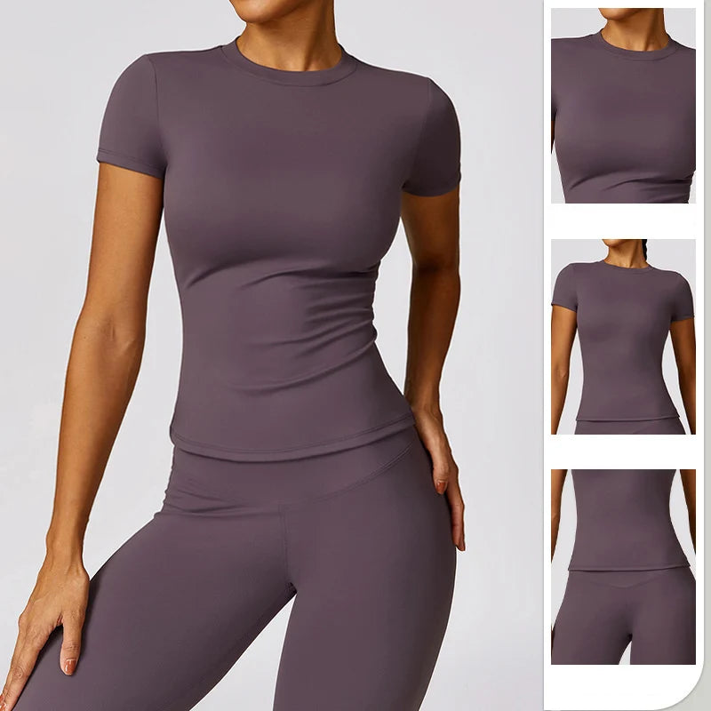 Women's Sports T Shirt Summer Short Sleeve Running Round Neck
