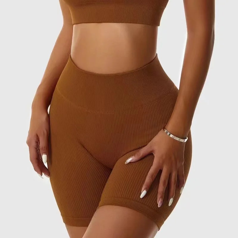 Seamless Knitted Sports Shorts Casual High Waist Push Up Cycling