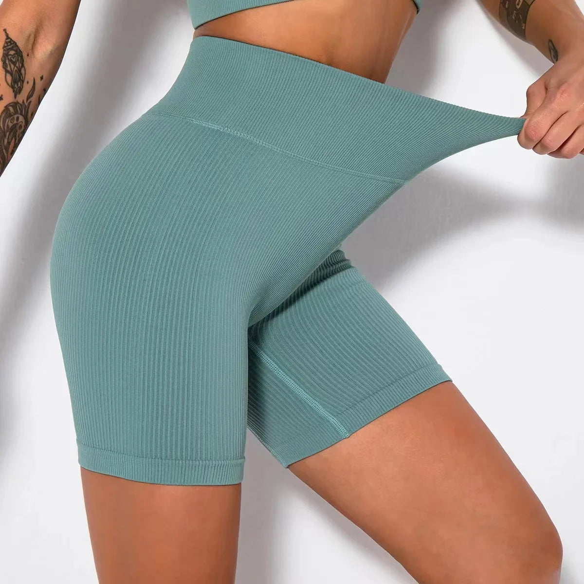 Seamless Knitted Sports Shorts Casual High Waist Push Up Cycling