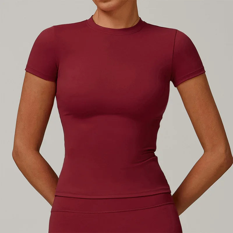 Women's Sports T Shirt Summer Short Sleeve Running Round Neck