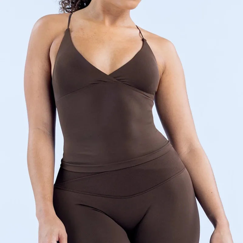 Women Seamless Cross Sports Vest Gym Yoga Tops with Padded  Sexy