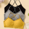 3PCS/Set Sports Bra Women's Cross Shoulder Strap Sports Bra Yoga Navel