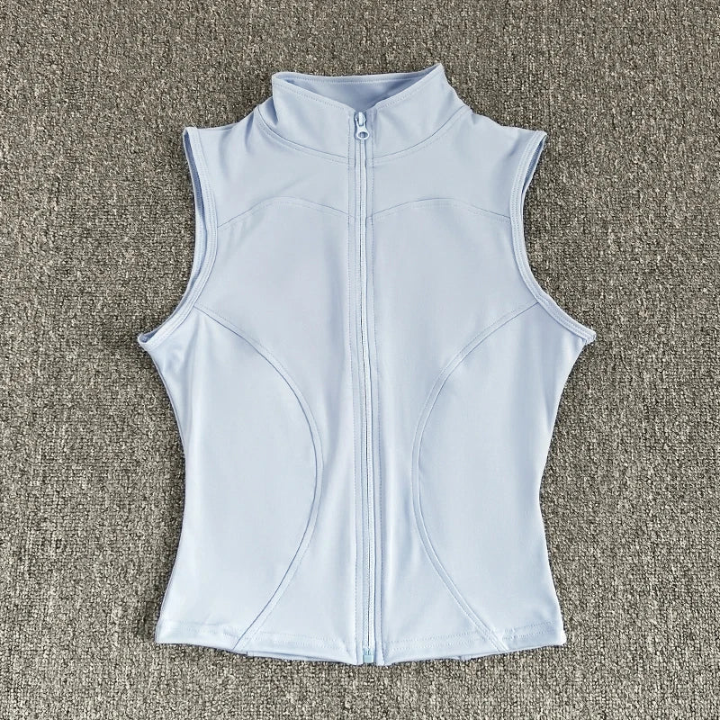 Women's Slim Fit Sport Sleeveless Top Quick Dry Elastic Stand Collar