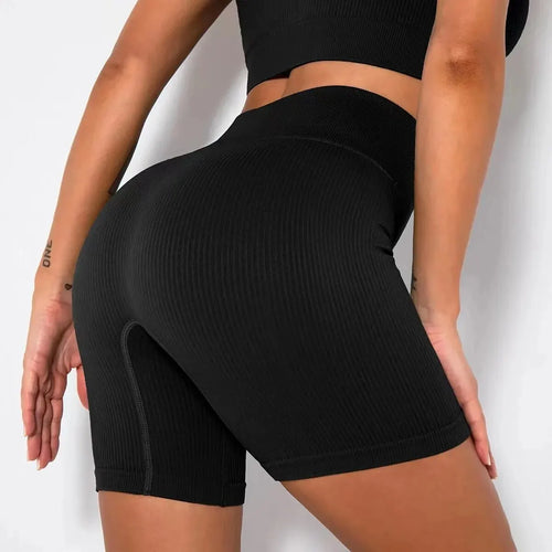 Seamless Knitted Sports Shorts Casual High Waist Push Up Cycling