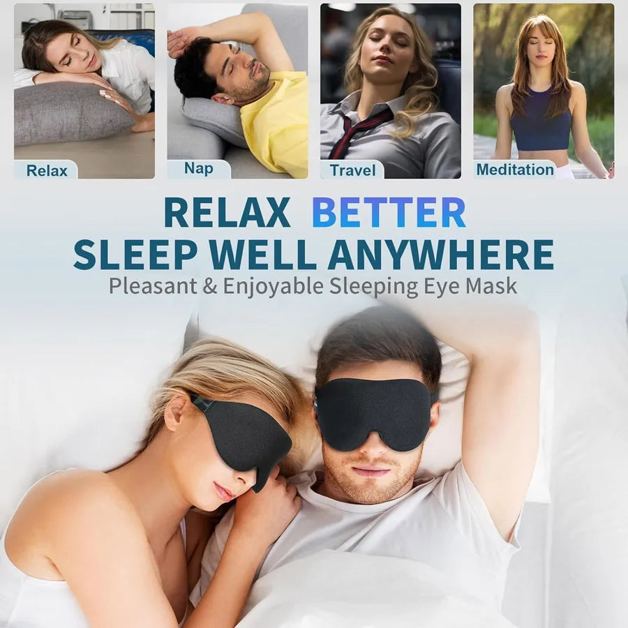 Unisex 3D Contoured Sleep Mask, Groove Molded Design Memory Foam Light