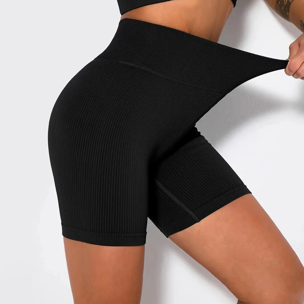 Seamless Knitted Sports Shorts Casual High Waist Push Up Cycling