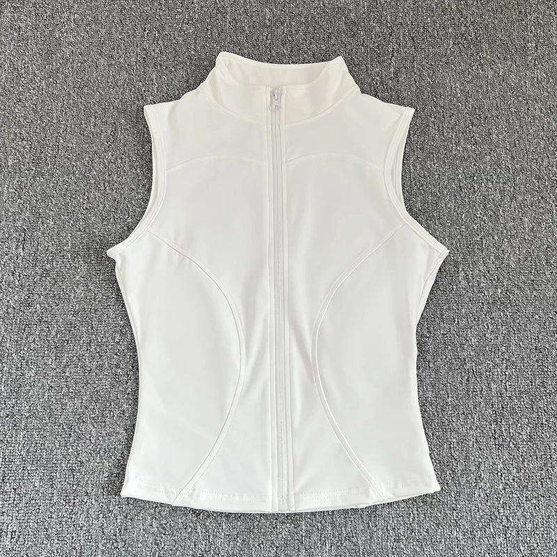 Women's Slim Fit Sport Sleeveless Top Quick Dry Elastic Stand Collar