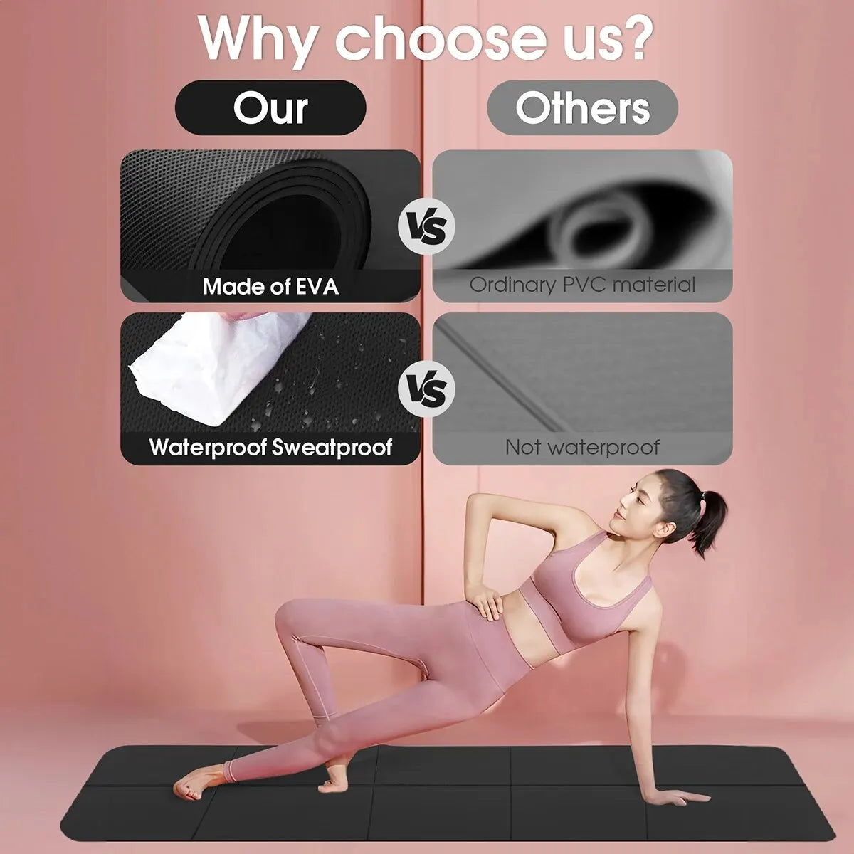 Yoga Mat Anti-skid Sports Fitness EVA Comfort Foam 4MM Thick Yoga Mat