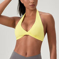 Strappy Bra for Women Open Back Halter Sports Bra Light Support Gym