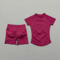 2 Pcs HISTELLO Impact Gym Sets Short Sleeve Seamless Yoga Clothing