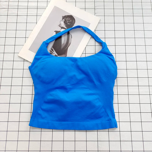 Women's Halter Neck Backless Camisole Sports Set with Padded,