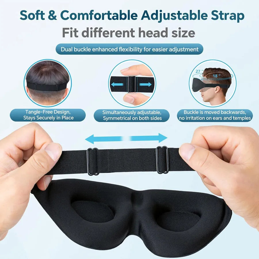 Unisex 3D Contoured Sleep Mask, Groove Molded Design Memory Foam Light