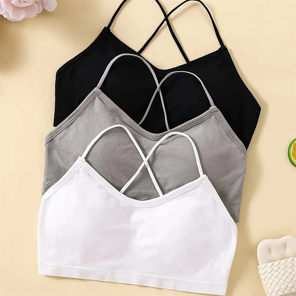3PCS/Set Sports Bra Women's Cross Shoulder Strap Sports Bra Yoga Navel