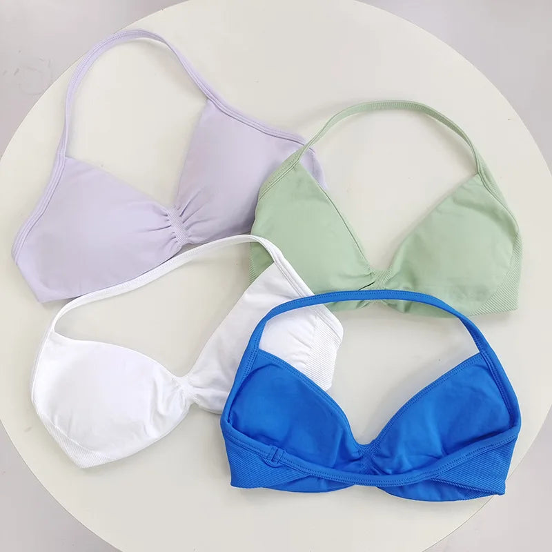 Women's High-Support Lace-Up Sports Bra - Thin-Strap Camisole,