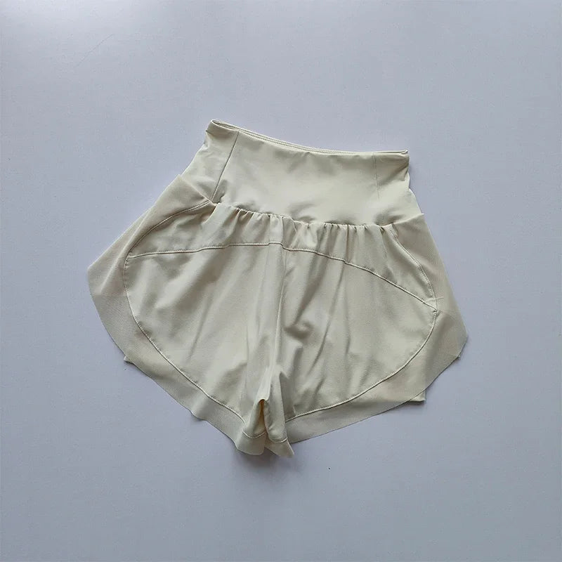 Summer Women's High-Waisted Sports Shorts Mesh Breathable Double-Layer
