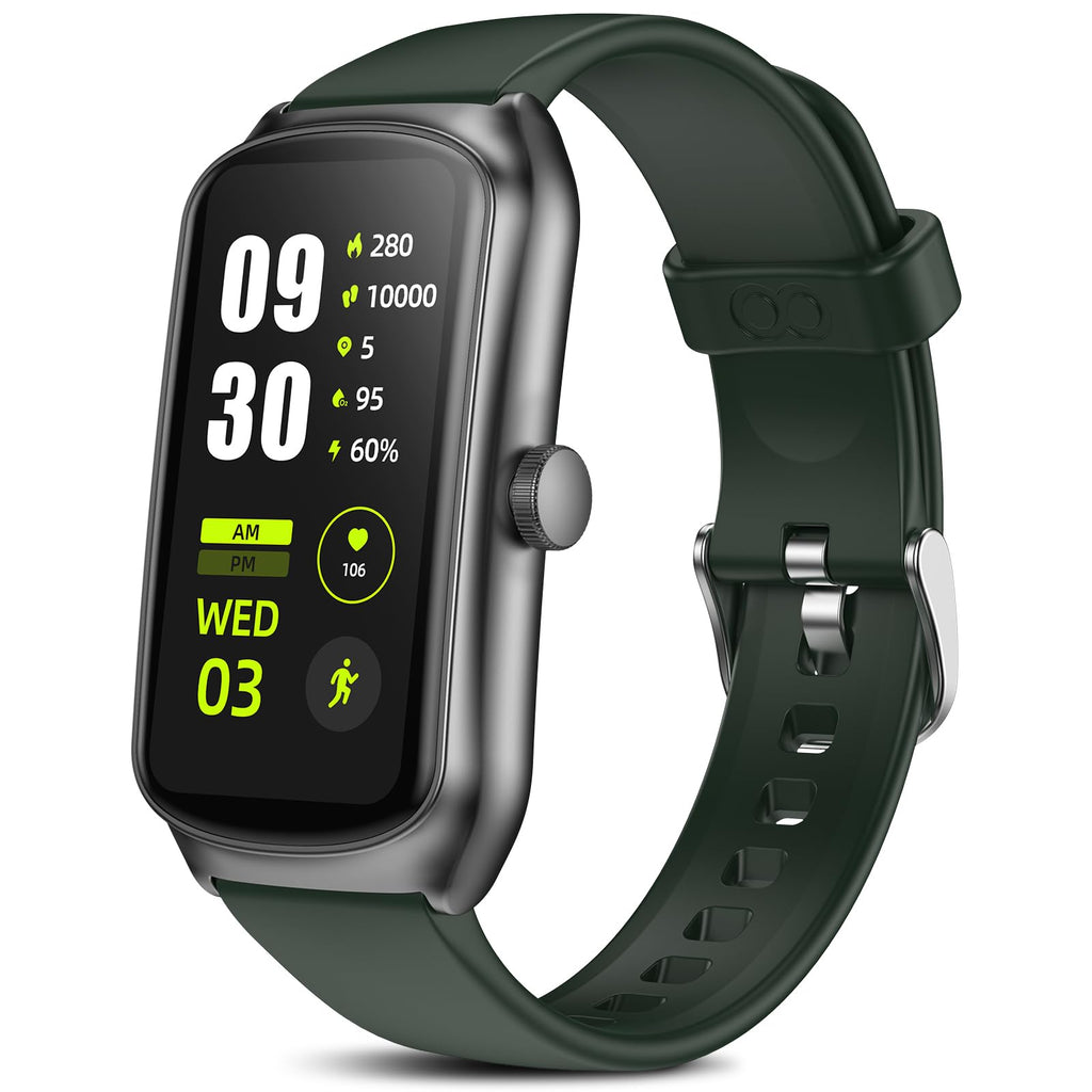 anyloop Fitness Tracker with 24/7 Heart Rate/Swimming/Sleep/Calorie/Step Tracker IP68 Waterproof Smart Watch 100+ Sports Modes Fitness Watch for Women Men (Green fits 5.5-7.87 inch Wrist)