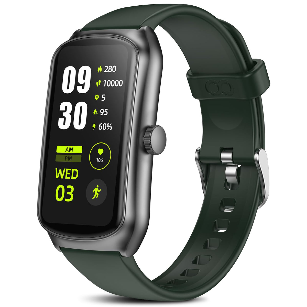 anyloop Fitness Tracker with 24/7 Heart Rate/Swimming/Sleep/Calorie/Step Tracker IP68 Waterproof Smart Watch 100+ Sports Modes Fitness Watch for Women Men (Green fits 5.5-7.87 inch Wrist)